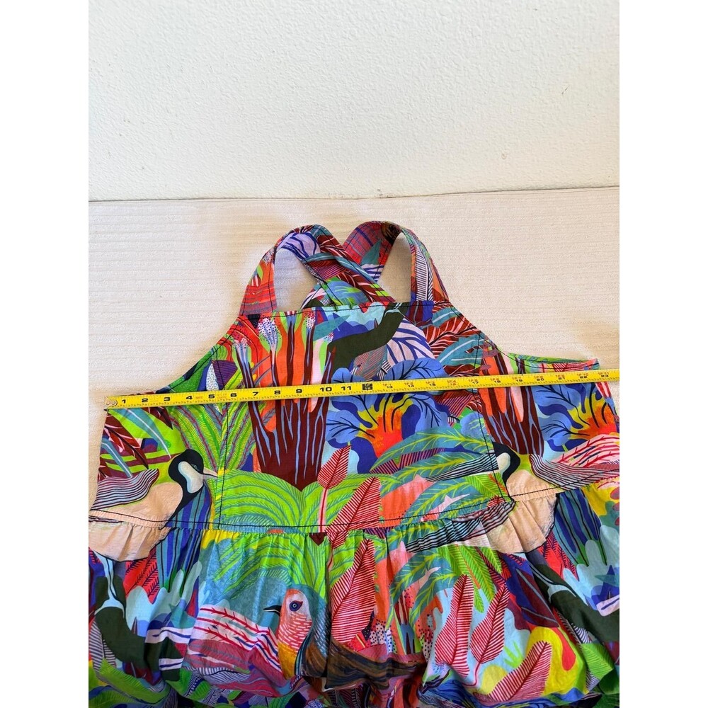 Anthropologie Orange Sigal Bird Palm Sundress Crossback Pockets Size XL Tropical - Picture 11 of 14